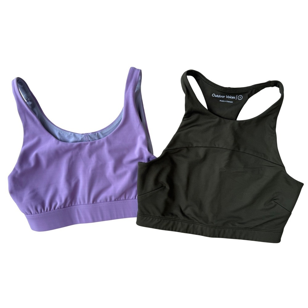 OUTDOOR VOICES Sports Bras Bundle, Techsweat Crop & Lightform Circleback, Size S